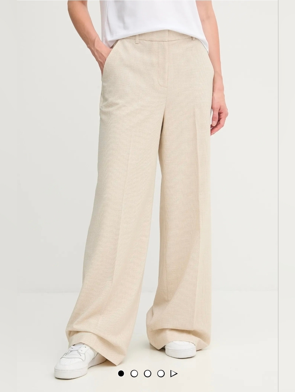 DKNY Beige Wide-Leg Pants Trousers Dress Pants